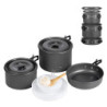 Ahsado Camping Geschirr Set, Outdoor Kochgeschirr Töpfen, Leicht Aluminium Edelstahl Campinggeschirr, Faltbare Campingtöpfe f