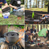 Ahsado Camping Geschirr Set, Outdoor Kochgeschirr Töpfen, Leicht Aluminium Edelstahl Campinggeschirr, Faltbare Campingtöpfe f