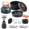 Lixada Camping Geschirr Set 16-teiliges Kochgeschirr Set mit Wasserkocher Campingtopf und Pfanne Teller Gabeln Messer Löffel 