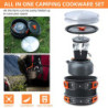 Lixada Camping Geschirr Set 16-teiliges Kochgeschirr Set mit Wasserkocher Campingtopf und Pfanne Teller Gabeln Messer Löffel 