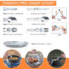 Lixada Camping Geschirr Set 16-teiliges Kochgeschirr Set mit Wasserkocher Campingtopf und Pfanne Teller Gabeln Messer Löffel 