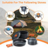 Lixada Camping Geschirr Set 16-teiliges Kochgeschirr Set mit Wasserkocher Campingtopf und Pfanne Teller Gabeln Messer Löffel 