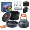 Lixada Camping Geschirr Set 16-teiliges Kochgeschirr Set mit Wasserkocher Campingtopf und Pfanne Teller Gabeln Messer Löffel 