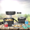 Odoland Camping Geschirr Set 15-teiliges Topfen aus Aluminium u. Edelstahl Campingbesteck Set für Camping Wandern Picknick BB