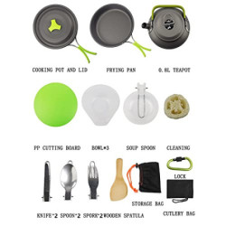 SHJOEE Campinggeschirr Set 2-3 Person Kochtopf Camping Kochgeschirr Outdoor-Töpfe Bratpfanne Kettle Set Kochgeschirr Set zum 