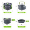 SHJOEE Campinggeschirr Set 2-3 Person Kochtopf Camping Kochgeschirr Outdoor-Töpfe Bratpfanne Kettle Set Kochgeschirr Set zum 