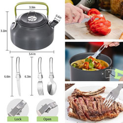 SHJOEE Campinggeschirr Set 2-3 Person Kochtopf Camping Kochgeschirr Outdoor-Töpfe Bratpfanne Kettle Set Kochgeschirr Set zum 