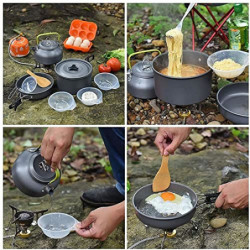 SHJOEE Campinggeschirr Set 2-3 Person Kochtopf Camping Kochgeschirr Outdoor-Töpfe Bratpfanne Kettle Set Kochgeschirr Set zum 