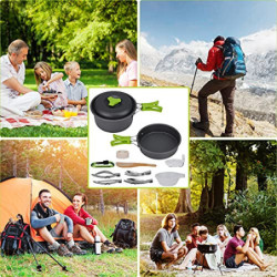 SHJOEE Campinggeschirr Set 2-3 Person Kochtopf Camping Kochgeschirr Outdoor-Töpfe Bratpfanne Kettle Set Kochgeschirr Set zum 