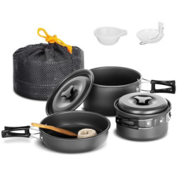 Lixada Camping Kochgeschirr Set Camping Topf Outdoor Geschirr Set Kochtopf Set mit Aufbewahrungstasche für 1-2 Personen Outdo