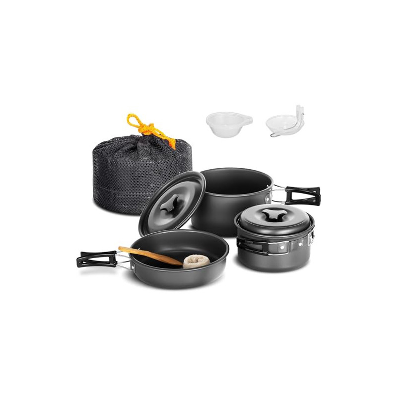 Lixada Camping Kochgeschirr Set Camping Topf Outdoor Geschirr Set Kochtopf Set mit Aufbewahrungstasche für 1-2 Personen Outdo