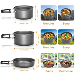 Lixada Camping Kochgeschirr Set Camping Topf Outdoor Geschirr Set Kochtopf Set mit Aufbewahrungstasche für 1-2 Personen Outdo