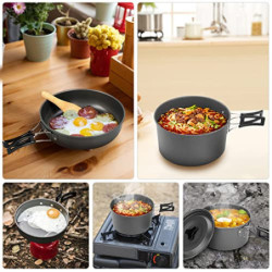Lixada Camping Kochgeschirr Set Camping Topf Outdoor Geschirr Set Kochtopf Set mit Aufbewahrungstasche für 1-2 Personen Outdo