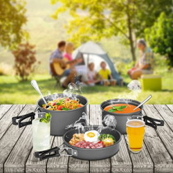 Lixada Camping Kochgeschirr Set Camping Topf Outdoor Geschirr Set Kochtopf Set mit Aufbewahrungstasche für 1-2 Personen Outdo