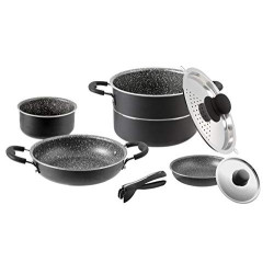 BRUNNER Campinggeschirr und Kochgeschirr aus Aluminium, Set Pirate 7+1 Ø 20 cm