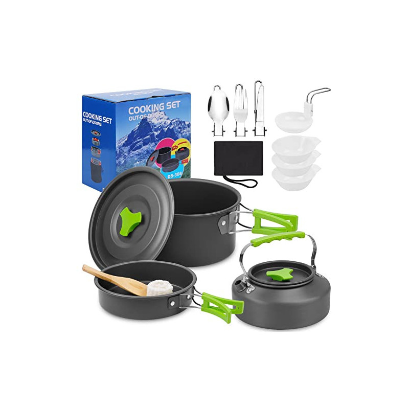 Camping Kochgeschirr Set 14-teiliges, Aluminium Camping Geschirr Set, Campinggeschirr Outdoor Kochen, Faltbare Kochtopf Set 1 Camping Kochgeschirr Set 14-teiliges, Aluminium Camping Geschirr Set, Campinggeschirr Outdoor Kochen, Faltbare Kochtopf Set 1