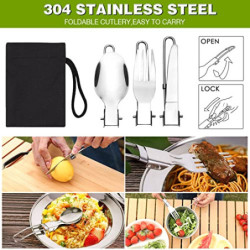 Camping Kochgeschirr Set 14-teiliges, Aluminium Camping Geschirr Set, Campinggeschirr Outdoor Kochen, Faltbare Kochtopf Set 1