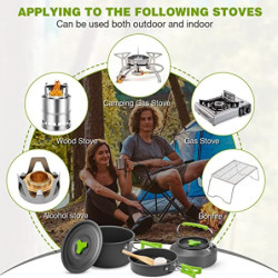 Camping Kochgeschirr Set 14-teiliges, Aluminium Camping Geschirr Set, Campinggeschirr Outdoor Kochen, Faltbare Kochtopf Set 1