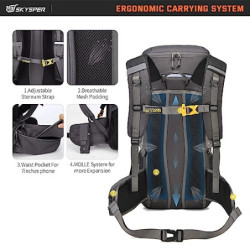 SKYSPER Wanderrucksack 35L Trekkingrucksack Herren und Damen Wandern Rucksack Wasserfest Camping Daypack für Reisen, Hiking O