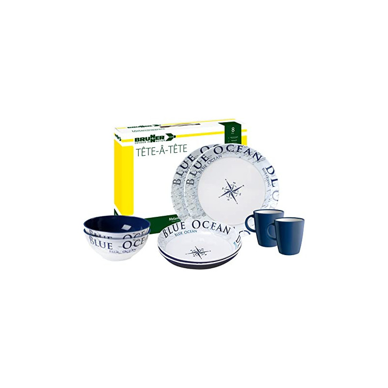 BRUNNER 0830143N.C8C Campinggeschirr Set für 2 Personen, Tête-À-Tête Blue Ocean, 8-teilig BRUNNER 0830143N.C8C Campinggeschirr Set für 2 Personen, Tête-À-Tête Blue Ocean, 8-teilig