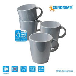 Camping Melamin-Geschirr Set 16-teilig Teller & Kaffee-Tassen - Unzerbrechlich für Wohnmobil, Wohnwagen, Bulli & Camper - Spü