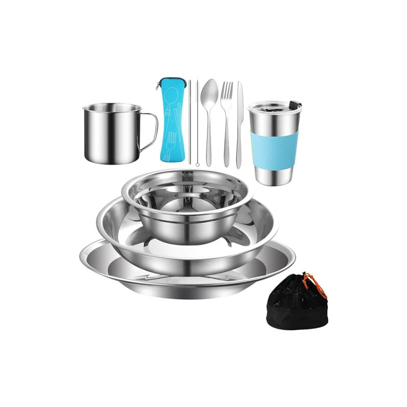 Outdoor Camping Besteck Set Edelstahl Geschirr für 1-2 Person Camping Geschirr Mess Kit Komplettes Geschirr Set 12 in 1 Flatw Outdoor Camping Besteck Set Edelstahl Geschirr für 1-2 Person Camping Geschirr Mess Kit Komplettes Geschirr Set 12 in 1 Flatw
