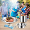 Outdoor Camping Besteck Set Edelstahl Geschirr für 1-2 Person Camping Geschirr Mess Kit Komplettes Geschirr Set 12 in 1 Flatw