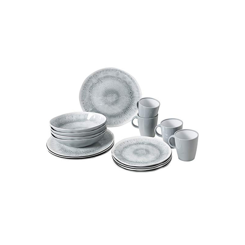 BRUNNER Melamin Ess Geschirr Set Lunch Box 16-Teilig Camping Reise Teller Becher Stonetouch Pearl BRUNNER Melamin Ess Geschirr Set Lunch Box 16-Teilig Camping Reise Teller Becher Stonetouch Pearl