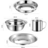 Outdoor Camping Besteck Set Edelstahl Geschirr für 1-2 Person Camping Geschirr Mess Kit Komplettes Geschirr Set 12 in 1 Flatw