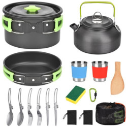 Zoutpy Camping Geschirr Set, 17 Teiliges Camping Kochset Outdoor Kochgeschirr Set für Backpacking Wandern Trekking Picknick A