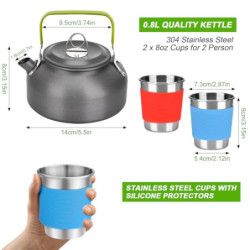 Zoutpy Camping Geschirr Set, 17 Teiliges Camping Kochset Outdoor Kochgeschirr Set für Backpacking Wandern Trekking Picknick A