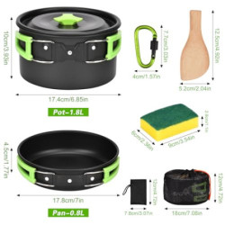 Zoutpy Camping Geschirr Set, 17 Teiliges Camping Kochset Outdoor Kochgeschirr Set für Backpacking Wandern Trekking Picknick A