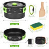 Zoutpy Camping Geschirr Set, 17 Teiliges Camping Kochset Outdoor Kochgeschirr Set für Backpacking Wandern Trekking Picknick A