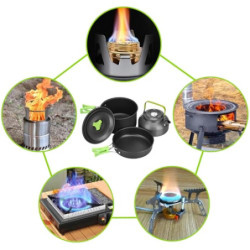 Zoutpy Camping Geschirr Set, 17 Teiliges Camping Kochset Outdoor Kochgeschirr Set für Backpacking Wandern Trekking Picknick A