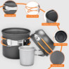 Onherm 15-teiliges Camping Geschirr Set, Faltbar Camping Kochgeschirr Set, Camping Töpfe Bratpfanne mit Edelstahl Besteck Tri