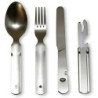 Klassisches Bundeswehr Edelstahl Besteck 4-Teilig Campingbesteck als Essbesteck Set zum Camping Besteckset Outdoor Besteck