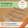 Klassisches Bundeswehr Edelstahl Besteck 4-Teilig Campingbesteck als Essbesteck Set zum Camping Besteckset Outdoor Besteck