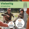 Klassisches Bundeswehr Edelstahl Besteck 4-Teilig Campingbesteck als Essbesteck Set zum Camping Besteckset Outdoor Besteck
