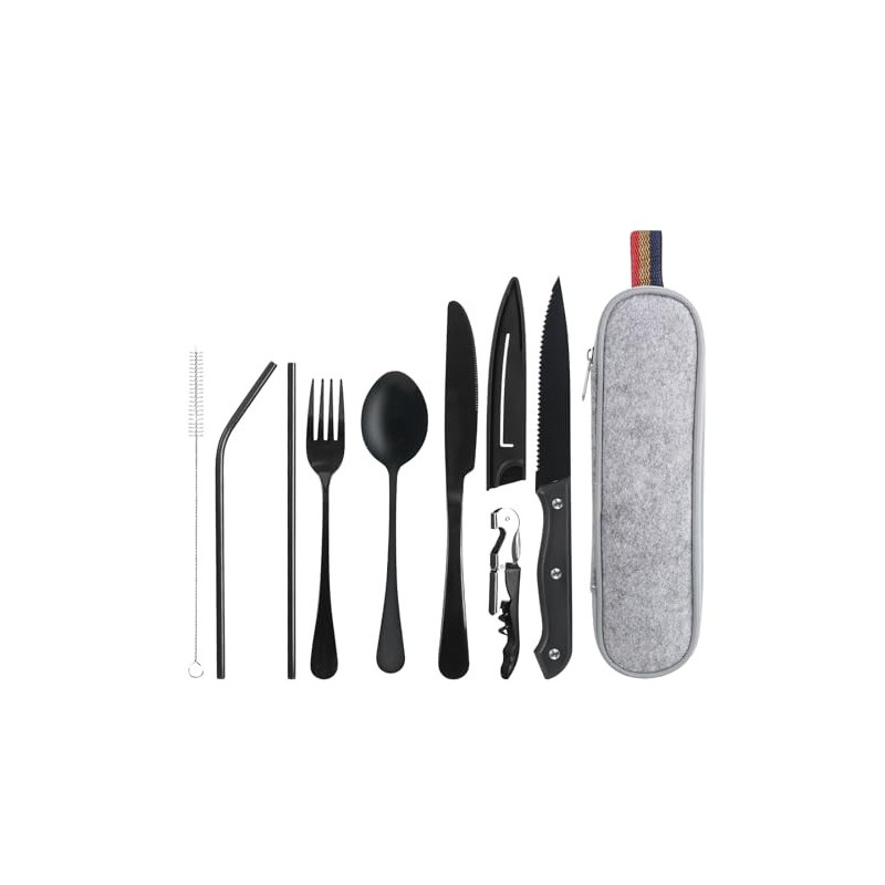 CTDMJ Reisebesteck Camping Besteck To Go 9-teilig Besteck Camping Mit Filztasche Outdoor Bestecktasche Reisebesteck Tragbare CTDMJ Reisebesteck Camping Besteck To Go 9-teilig Besteck Camping Mit Filztasche Outdoor Bestecktasche Reisebesteck Tragbare