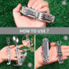 ZIMAIC Edelstahl Besteck 5 in 1 Klappbesteck Campingbesteck als Messer Gabel Löffel Set Outdoor, Tragbares Besteck mit Kordel