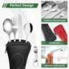 Eurtes Edelstahl Besteck Campingbesteck, Tragbare Outdoor Besteck Set Edelstahl Reisebesteck, 2 Personen Besteckset für Reise