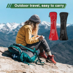 Eurtes Edelstahl Besteck Campingbesteck, Tragbare Outdoor Besteck Set Edelstahl Reisebesteck, 2 Personen Besteckset für Reise