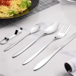 Eurtes Edelstahl Besteck Campingbesteck, Tragbare Outdoor Besteck Set Edelstahl Reisebesteck, 2 Personen Besteckset für Reise