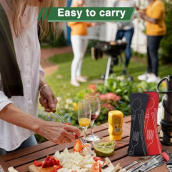 Eurtes Edelstahl Besteck Campingbesteck, Tragbare Outdoor Besteck Set Edelstahl Reisebesteck, 2 Personen Besteckset für Reise