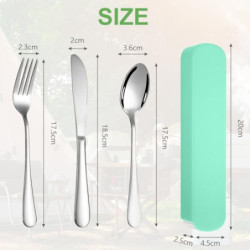 HOTUT Campingbesteck,3 Stück Wiederverwendbare Edelstahl Sporks,Edelstahl Besteck für Reise Camping-Grün