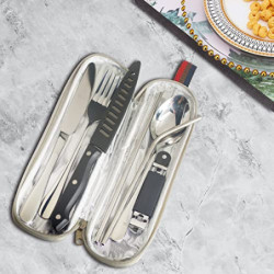 Reisebesteck Camping Besteck To Go, 9-Teilig Edelstahl Outdoor Bestecktasche FüR Unterwegs,Tragbare Campingbesteck Mit Etui  