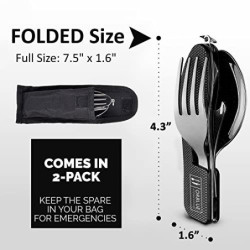 ORBLUE Campingbesteck klappbar, Outdoor Survival Besteck Set  2er-Pack , Perfekt für Camping und Wandern, Camping Messer und 