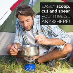 ORBLUE Campingbesteck klappbar, Outdoor Survival Besteck Set  2er-Pack , Perfekt für Camping und Wandern, Camping Messer und 