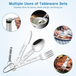 REFORUNG 5 Stück Campingbesteck Outdoor Reisebesteck Edelstahl Besteckset Camping-Utensilenset Tragbare Picknick Besteck mit 