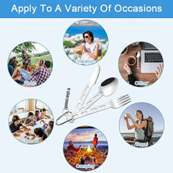 REFORUNG 5 Stück Campingbesteck Outdoor Reisebesteck Edelstahl Besteckset Camping-Utensilenset Tragbare Picknick Besteck mit 